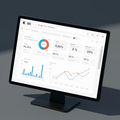 Dynamic Google Sheets dashboard displaying various marketing analytics, clean data visualization, professional setup, no text, no words, no typography, 8K